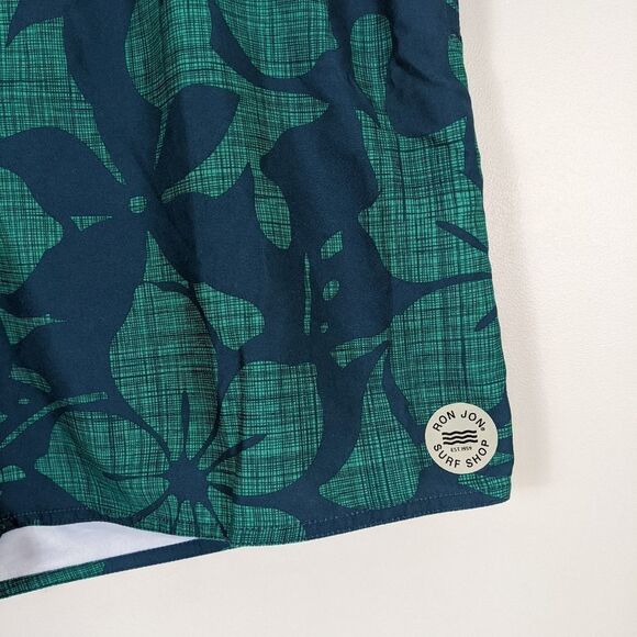 Ron Jon Men's Blue and Green Floral Swim Trunks XXL - Picture 3 of 7